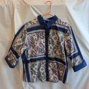 Chicos size 2 (12-14) "No Iron" cotton buttondown 3/4 sleeves